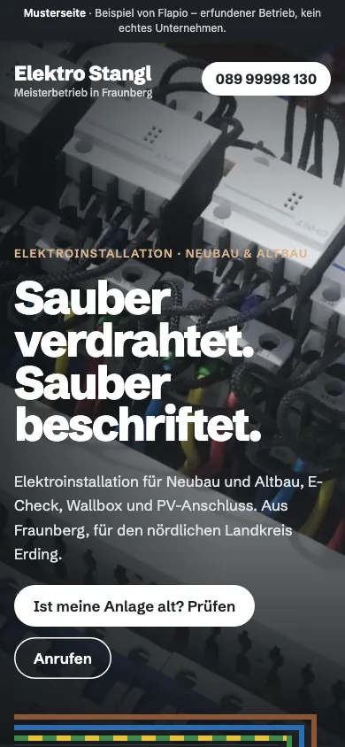 Musterseite Elektro Stangl am Handy