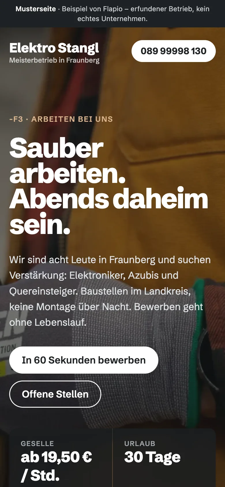 Karriereseite Elektro Stangl am Handy