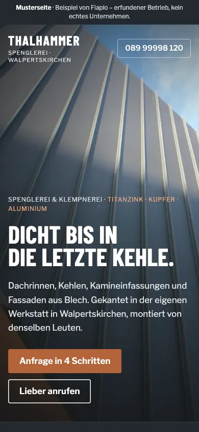 Musterseite Spenglerei Thalhammer am Handy