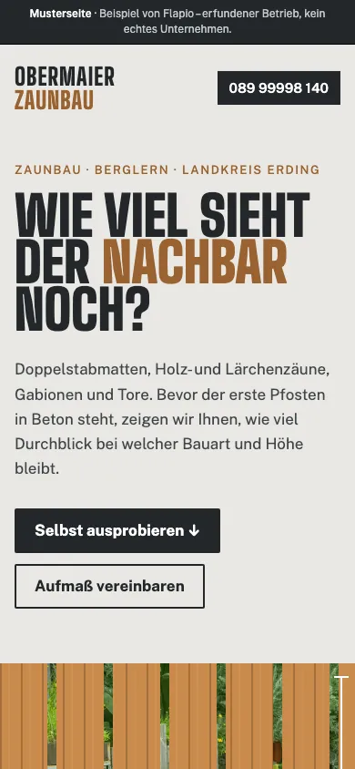 Musterseite Zaunbau Obermaier am Handy