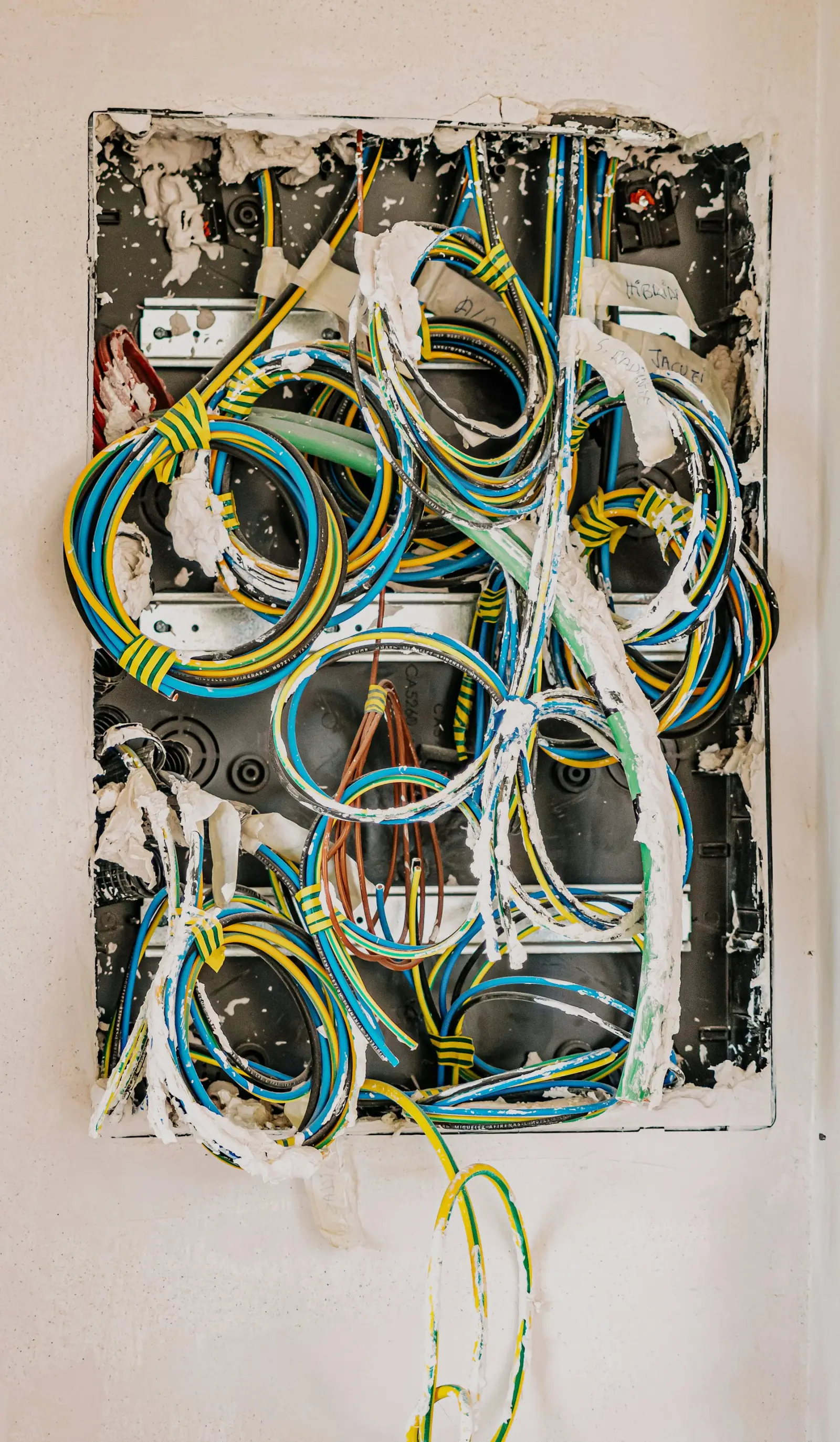 Alte, unübersichtliche Verkabelung in einem Altbau